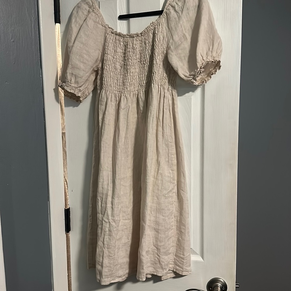 Off the shoulder linen dress